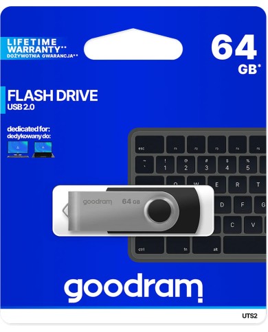 CLE USB USB 2.0 GOODRAM TWISTER SWIVEL 64GO NOIR