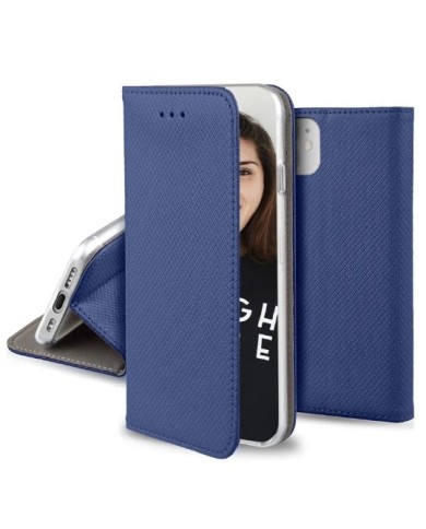 ÉTUI À CLAPET AIMANTÉ POUR IPHONE 13 PLUS / 12 PRO - BLEU MARINE