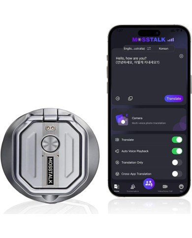 MOSSTALK PRO AI TRANSLATOR RECORDER 140+ LANGUAGES MAGNETIC 5-IN-1 SMART DEVICE - GRIS