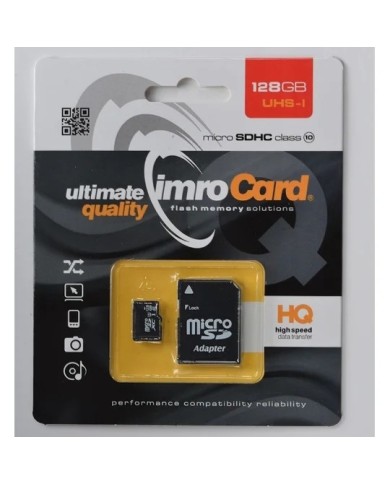 Carte mémoire microSD IMROCARD avec adaptateur SD - 128 Go Noir