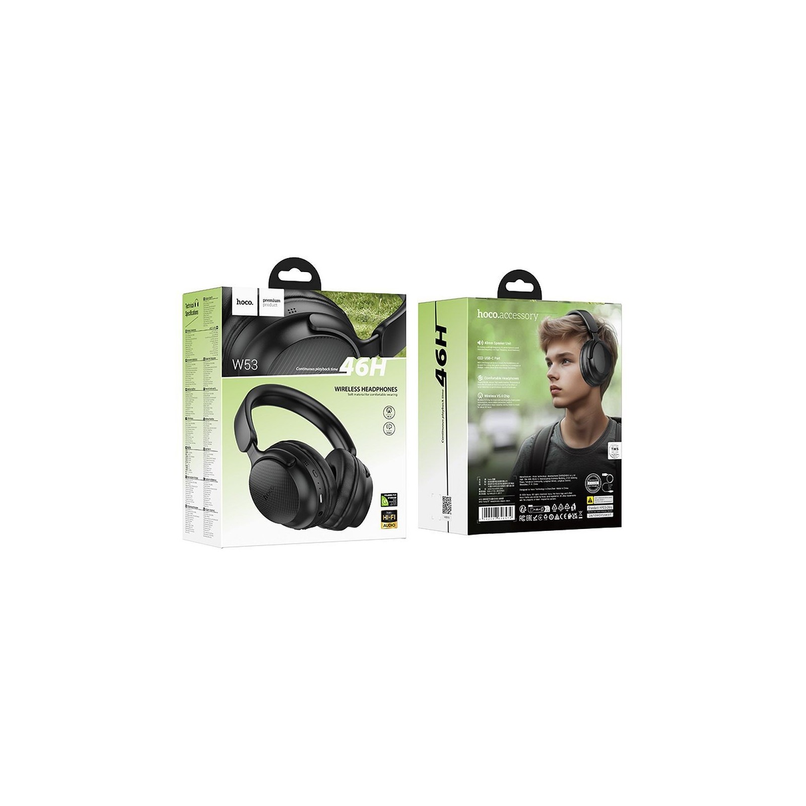 CASQUE SANS FIL BLUETOOTH - HOCO W53 - NOIR