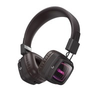CASQUE SANS FIL BLUETOOTH HOCO W72 - OREILLETTES MIROIR INFINI LUMINEUX EFFET ABYSSAL - MARRON