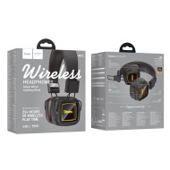 CASQUE SANS FIL BLUETOOTH HOCO W72 - OREILLETTES MIROIR INFINI LUMINEUX EFFET ABYSSAL - MARRON