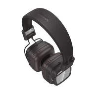 CASQUE SANS FIL BLUETOOTH HOCO W72 - OREILLETTES MIROIR INFINI LUMINEUX EFFET ABYSSAL - MARRON