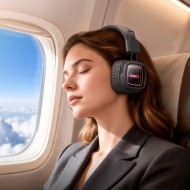 CASQUE SANS FIL BLUETOOTH HOCO W72 - OREILLETTES MIROIR INFINI LUMINEUX EFFET ABYSSAL - NOIR