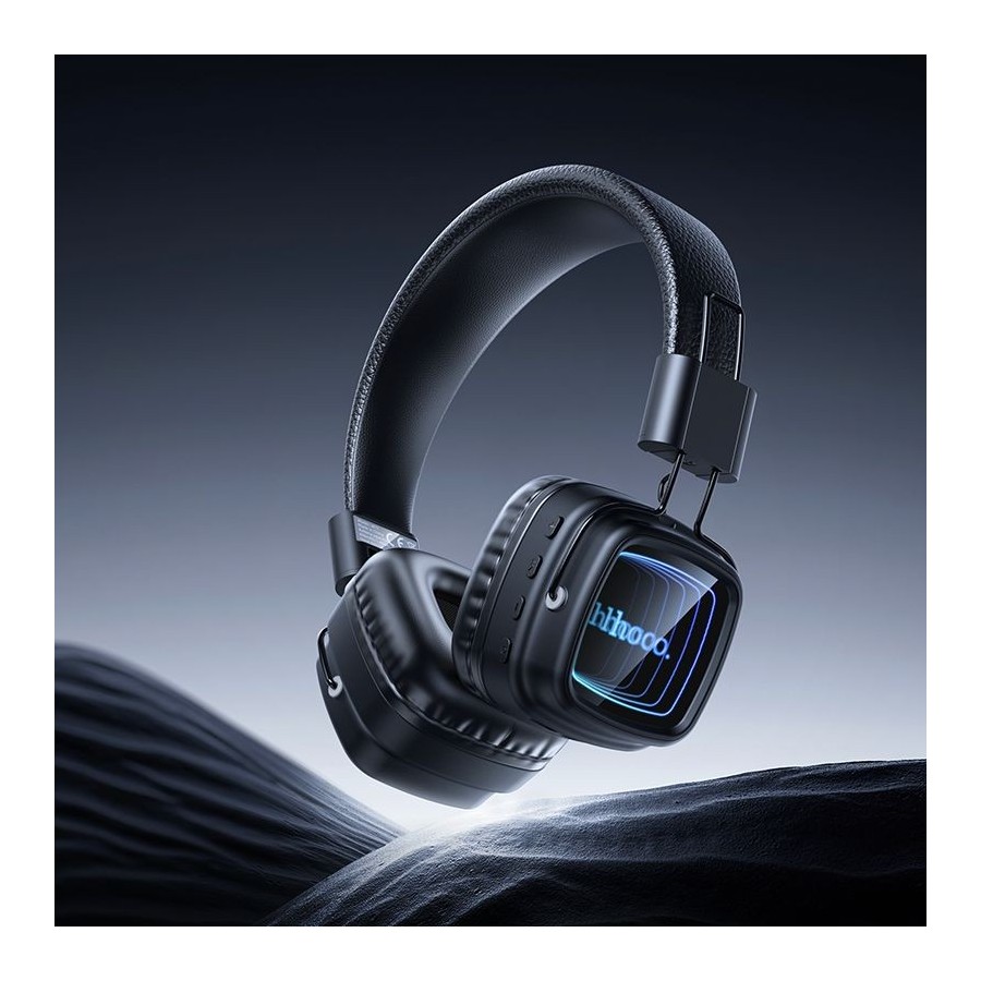 CASQUE SANS FIL BLUETOOTH HOCO W72 - OREILLETTES MIROIR INFINI LUMINEUX EFFET ABYSSAL - NOIR