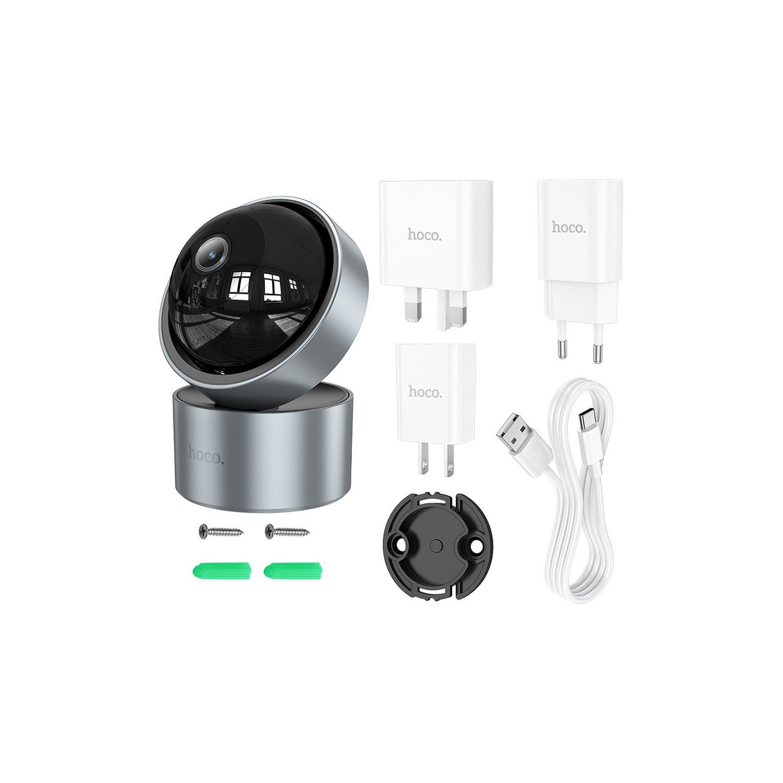 Caméra de surveillance intérieure PTZ Hoco D5 - HD - Gris