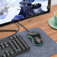 SOURIS GAMER FILAIRE HOCO GM19 ENJOY - RÉTROÉCLAIRÉE - NOIRE -