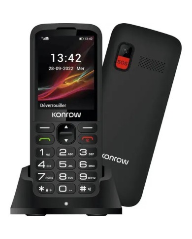 TÉLÉPHONE MOBILE SENIOR - KONROW SENIOR 280 2G - DOUBLE SIM ÉCRAN 2,8" NOIR