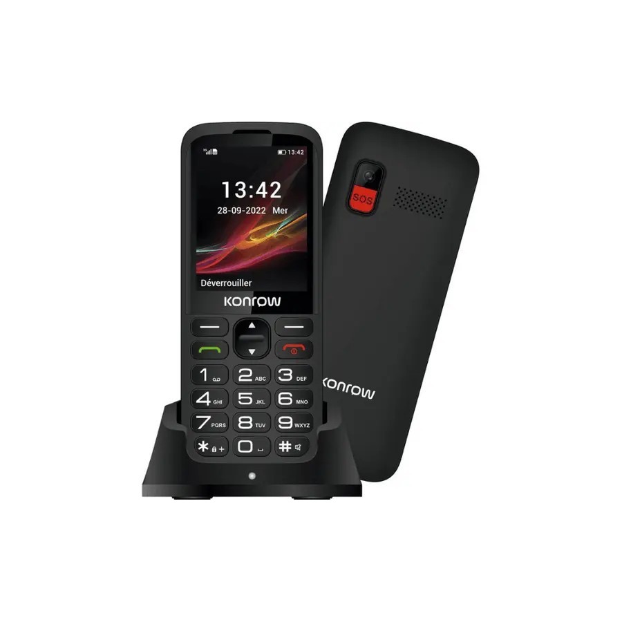 TÉLÉPHONE MOBILE SENIOR - KONROW SENIOR 280 2G - DOUBLE SIM ÉCRAN 2,8" NOIR