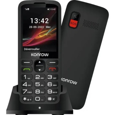 TÉLÉPHONE MOBILE SENIOR - KONROW SENIOR 280 2G - DOUBLE SIM ÉCRAN 2,8" NOIR