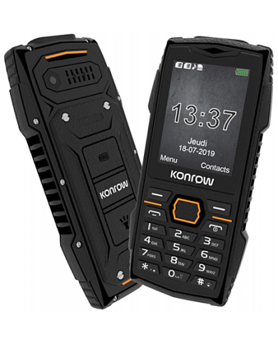 Téléphone Antichoc - Konrow Stone Plus - Certifié IP68 2.4'' Double Sim 2G Noir