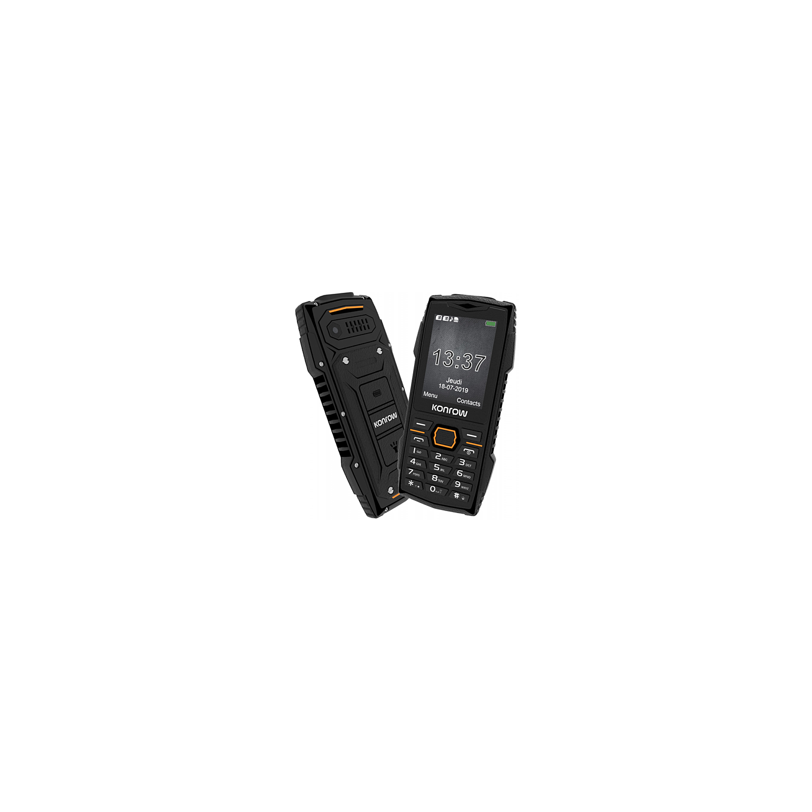 Téléphone Antichoc - Konrow Stone Plus - Certifié IP68 2.4'' Double Sim 2G Noir