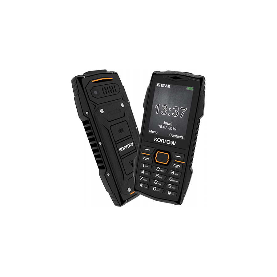 Téléphone Antichoc - Konrow Stone Plus - Certifié IP68 2.4'' Double Sim 2G Noir