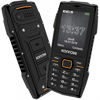 Téléphone Antichoc - Konrow Stone Plus - Certifié IP68 2.4'' Double Sim 2G Noir