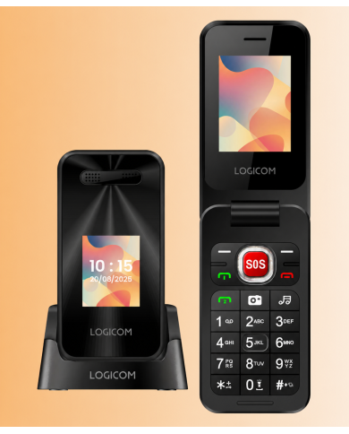 TÉLÉPHONE PORTABLE SENIOR / FEATURE PHONE LOGICOM FLEEP S90 - TOUCHES GÉANTES & GRAND ÉCRAN - 4G - NOIR