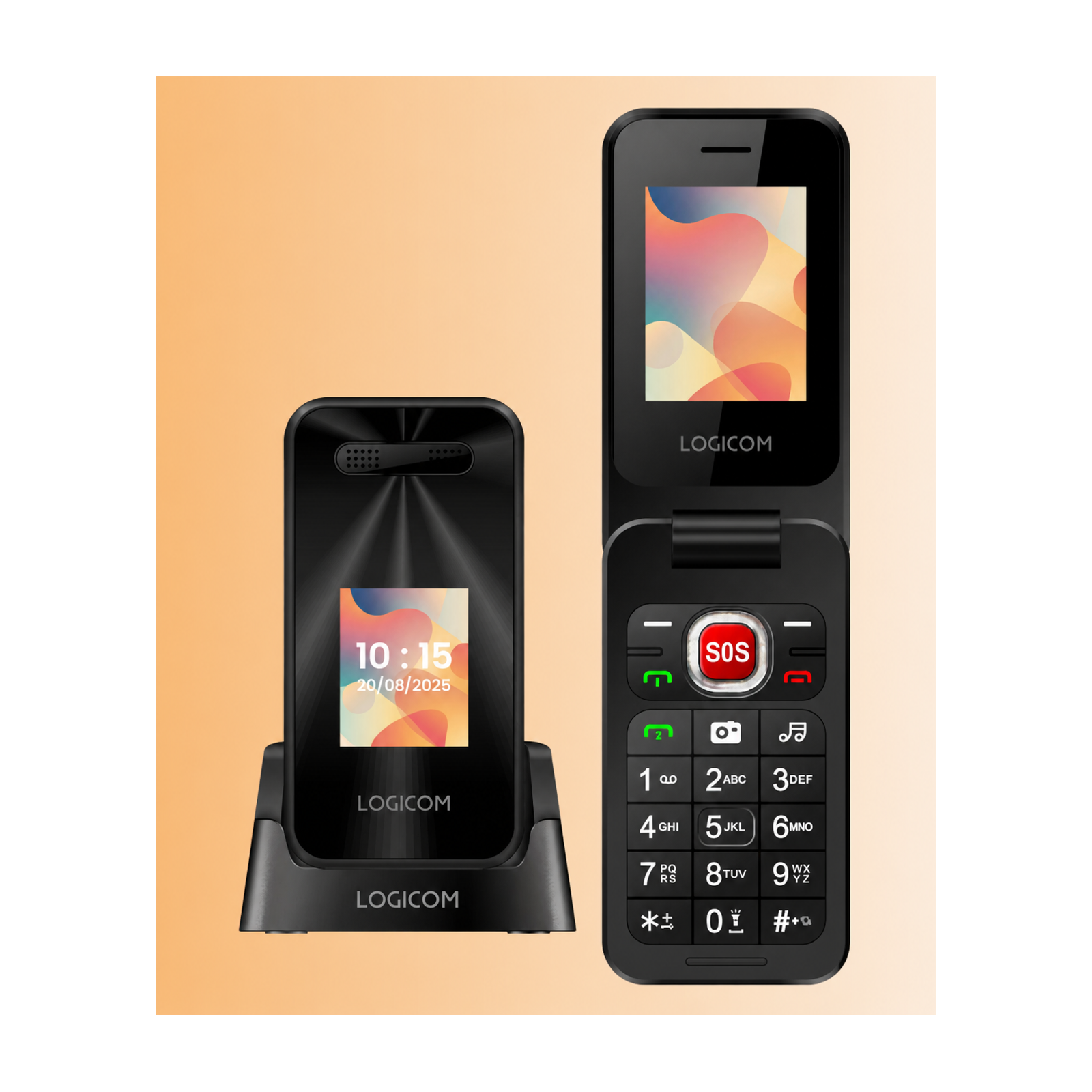 TÉLÉPHONE PORTABLE SENIOR / FEATURE PHONE LOGICOM FLEEP S90 - TOUCHES GÉANTES & GRAND ÉCRAN - 4G - NOIR
