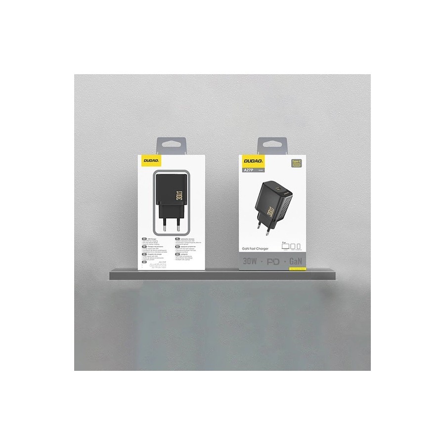 Chargeur secteur rapide GaN USB-C DUDAO A27P 30W PD Noir