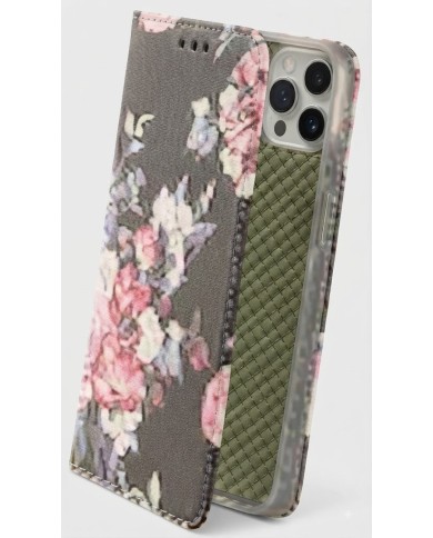 ÉTUI À CLAPET AIMANTÉ POUR IPHONE 13 MINI - FLEUR ROSE