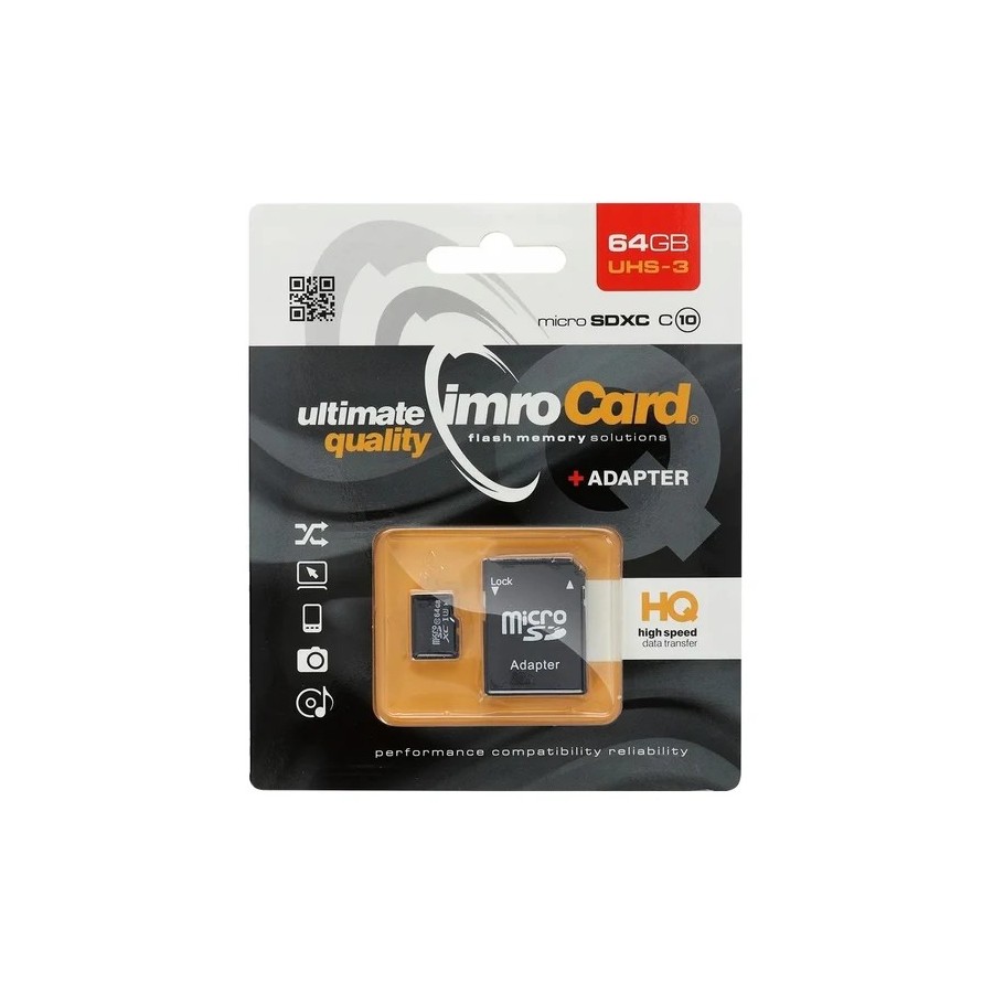 CARTE MEMOIRE MICRO-SDHC IMROCARD CLASS 10 64GO NOIR
