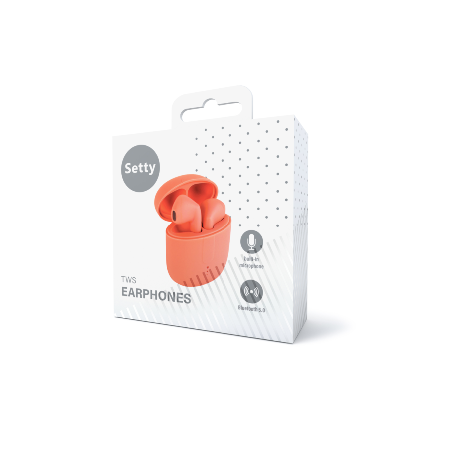ÉCOUTEURS BLUETOOTH TWS SETTY STWS-110 300MAH - COMMANDES TACTILES - ORANGE