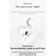 ÉCOUTEURS FILAIRES + TÉLÉCOMMANDE + MICRO - JELLICO EP3A - LIGHTNING - 1.2M BLANC