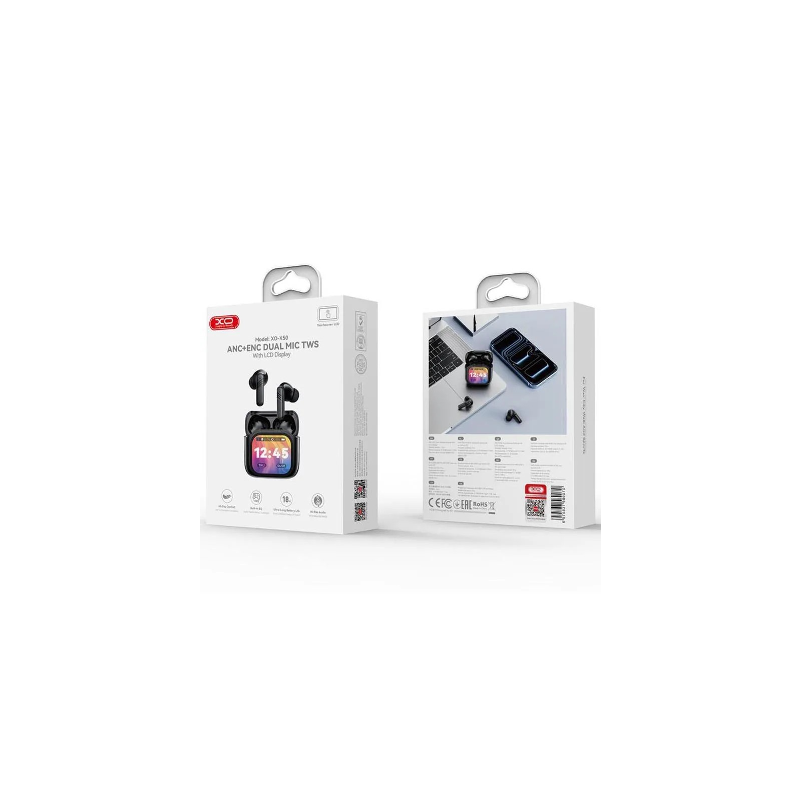 ÉCOUTEURS BLUETOOTH XO X50 TWS BLUETOOTH 6.0 ANC + ENC - NOIR