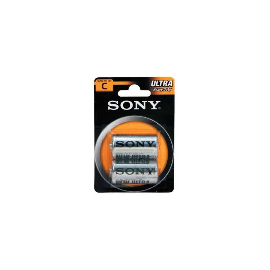 LOT DE 2 PILES SONY C R14 ULTRA HEAVY DUTY CARBONE-ZINC 1.5V