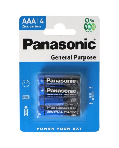 BLISTER DE 4 PILES PANASONIC GENERAL PURPOSE AAA R03 (R03BE 4BP)
