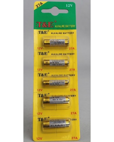 LOT DE 5 PILES ALCALINES 27A 12V POUR TÉLÉCOMMANDES ET SONNETTES