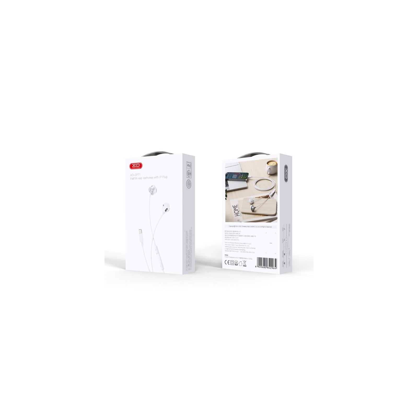 ÉCOUTEURS FILAIRES XO EP71 LIGHTNING BLANC