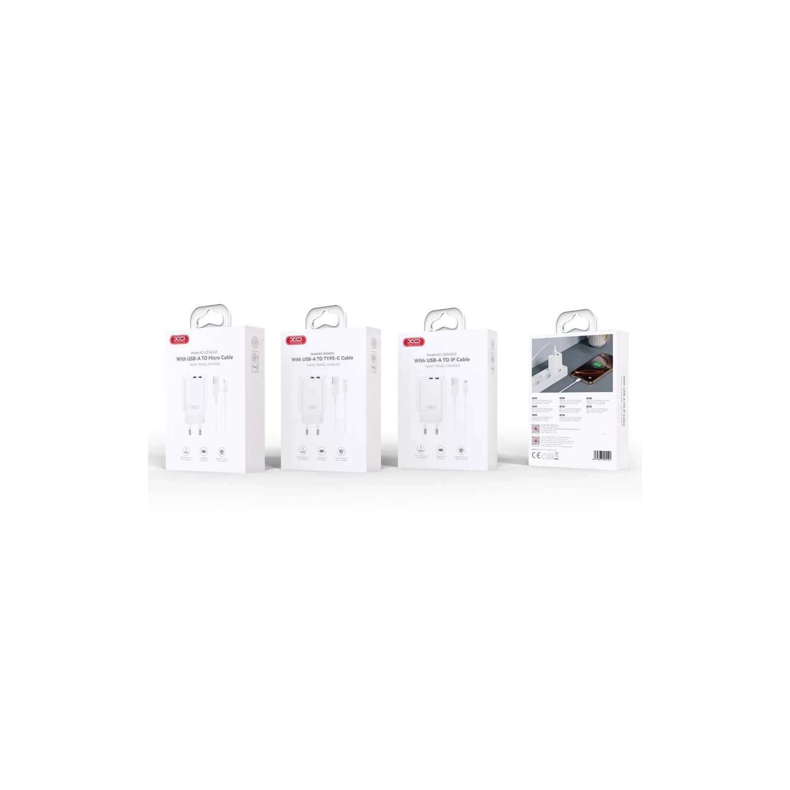 CHARGEUR SECTEUR XO CE34 - 2 X USB - 2.4A - BLANC + CÂBLE LIGHTNING