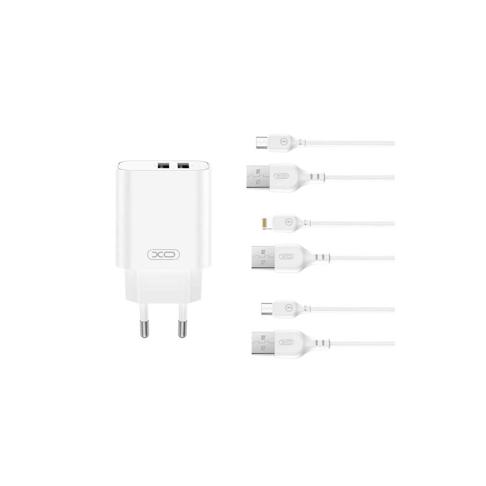 CHARGEUR SECTEUR XO CE34 - 2 X USB - 2.4A - BLANC + CÂBLE LIGHTNING