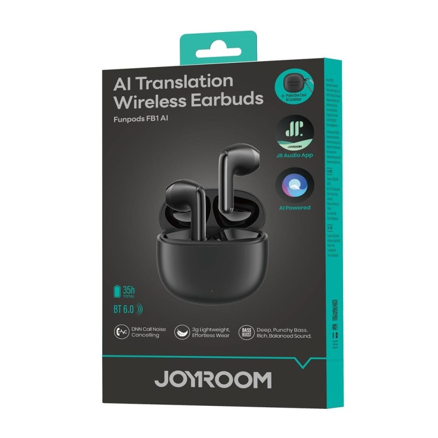 ÉCOUTEURS SANS FIL BT 6.0 - JOYROOM FUNPODS JR-FB1 AI  - NOIR (AVEC TRADUCTION IA)
