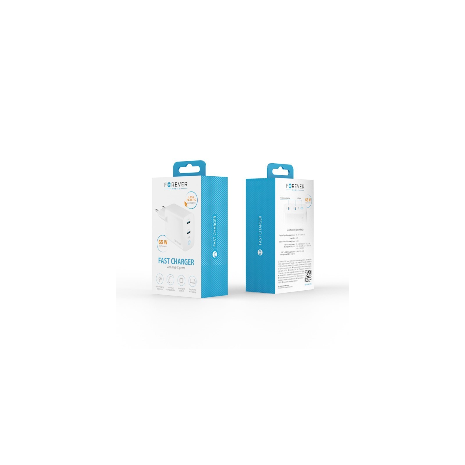 CHARGEUR SECTEUR GAN PD QC FOREVER TC-06-65CC - 65W - 2 X USB-C - BLANC