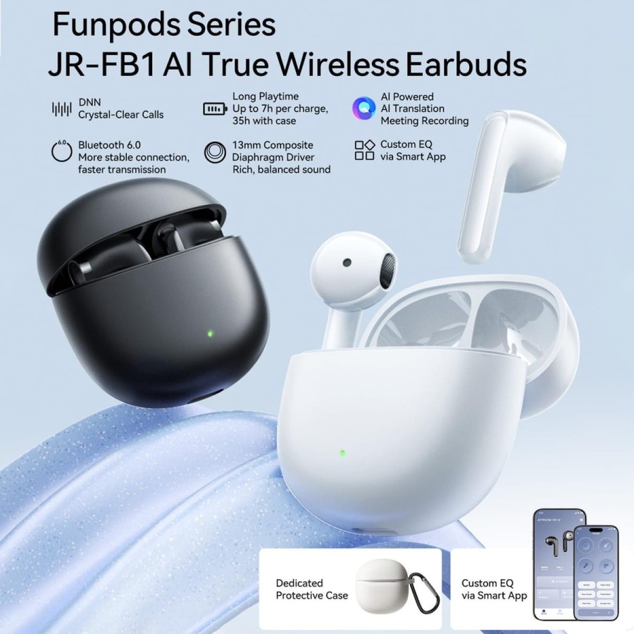 ÉCOUTEURS SANS FIL BT 6.0 - JOYROOM FUNPODS JR-FB1 AI  - NOIR (AVEC TRADUCTION IA)