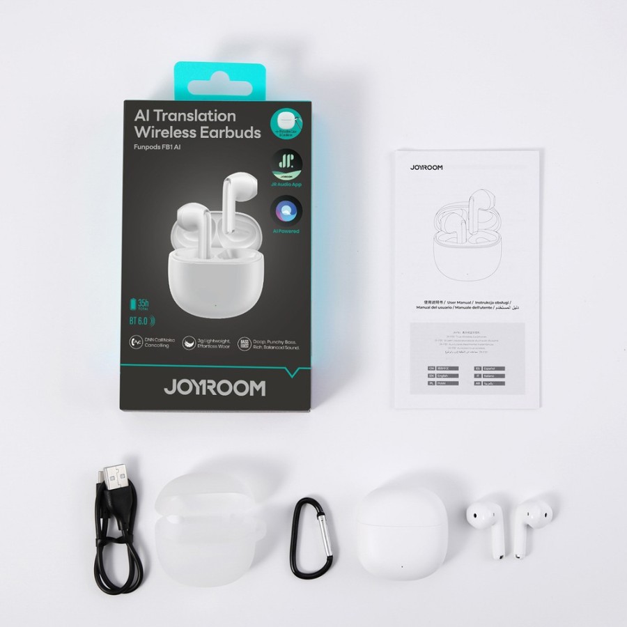 ÉCOUTEURS SANS FIL BT 6.0 - JOYROOM FUNPODS JR-FB1 AI  - BLANC (AVEC TRADUCTION IA)