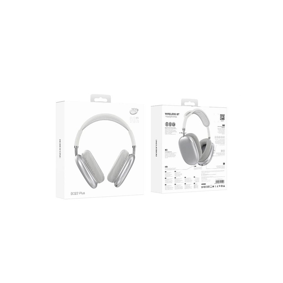 CASQUE SANS FIL BLUETOOTH BOROFONE BO22 PLUS  - ARGENT (BOÎTE ENDOMMAGÉ)