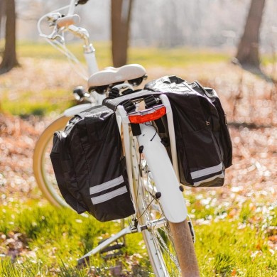 DOUBLE SACOCHE DE VÉLO POUR PORTE-BAGAGES FOREVER OUTDOOR - NOIR