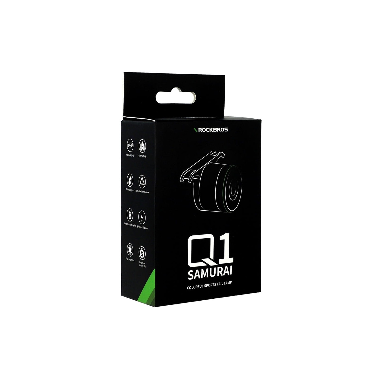 FEU ARRIÈRE DE VÉLO USB-C ROCKBROS Q1 LED 7 COULEURS NOIR