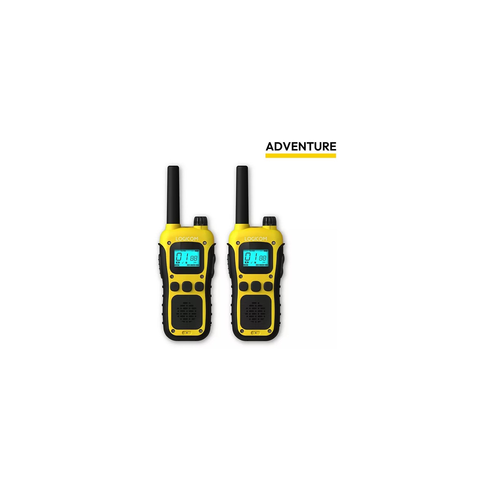 TALKIE-WALKIE LOGICOM ADVENTURE JAUNE - PORTÉE 10 KM - BATTERIE 1000 MAH