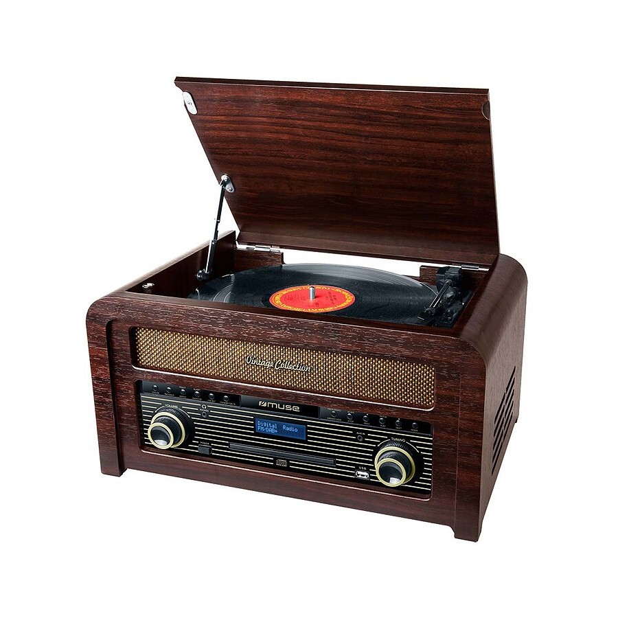 CHAÎNE HI-FI RÉTRO AVEC PLATINE VINYLE ET TUNER DAB+ MUSE MT-115 DAB - BLUETOOTH / DAB+ / VINYLE