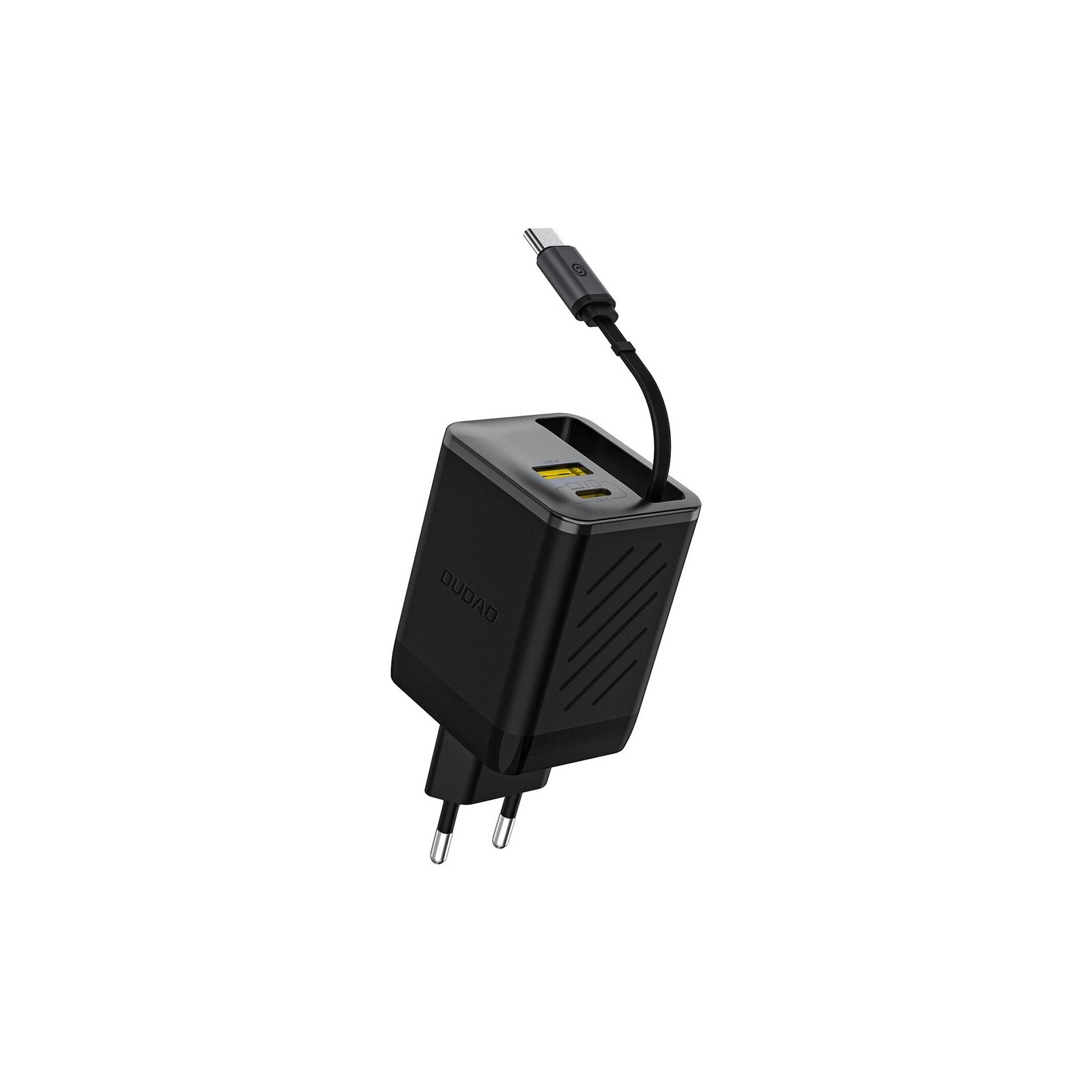 CHARGEUR SECTEUR GAN 67W DUDAO A67EU + CÂBLE RÉTRACTABLE - NOIR