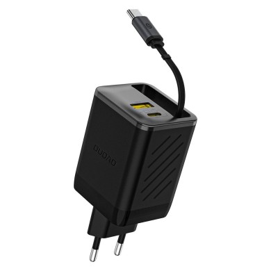 CHARGEUR SECTEUR GAN 67W DUDAO A67EU + CÂBLE RÉTRACTABLE - NOIR
