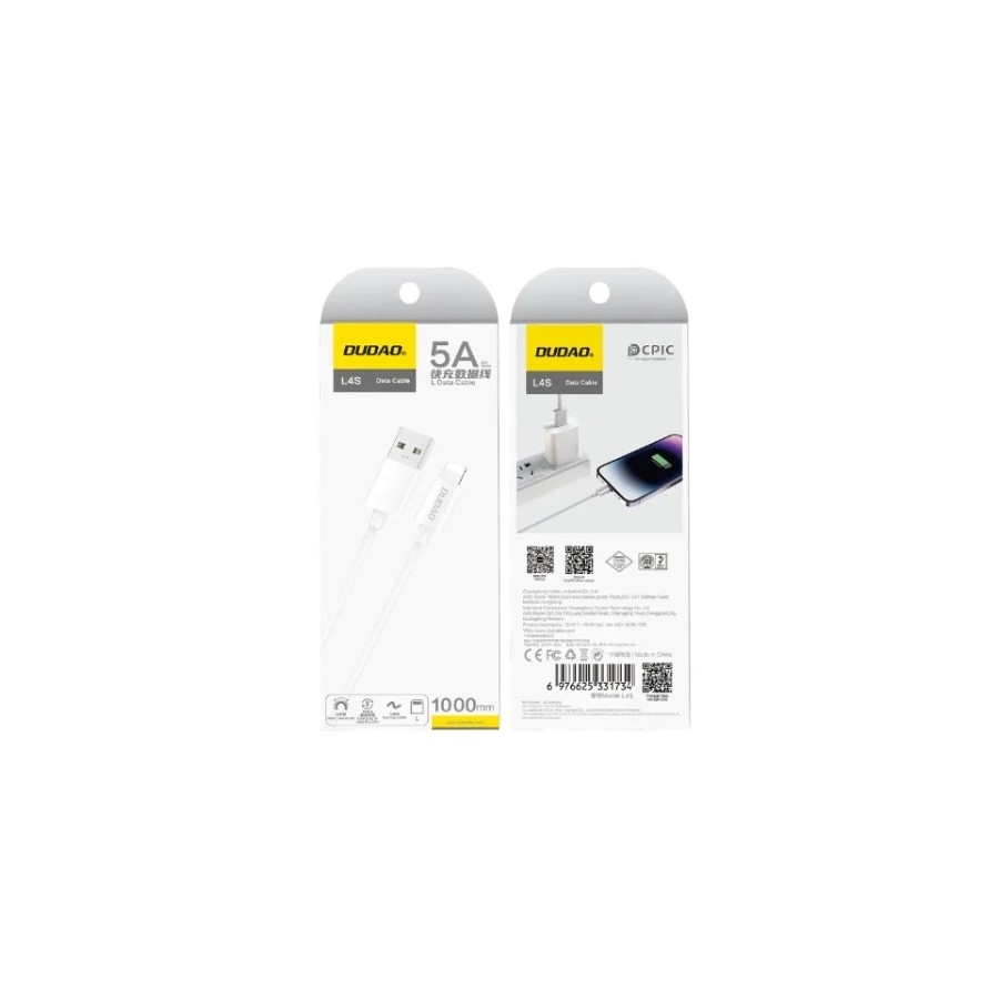 CÂBLE DE CHARGE USB-A VERS LIGHTNING L4SL - 1 M - BLANC