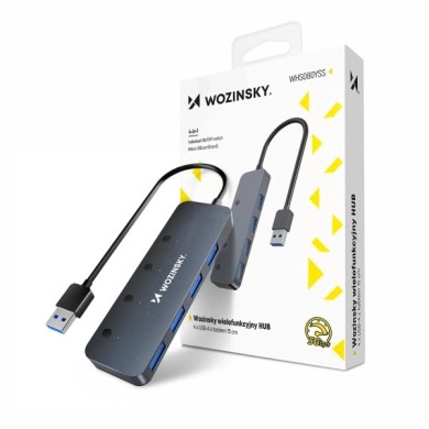 HUB USB-A WOZINSKY WHS080YSS 4 PORTS USB 3.0 AVEC INTERRUPTEURS - GRIS