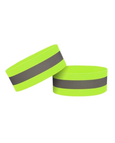 BRACELETS RÉFLÉCHISSANTS ÉLASTIQUES AVEC VELCRO HURTEL (4 CM) - JAUNE (PACK DE 2)