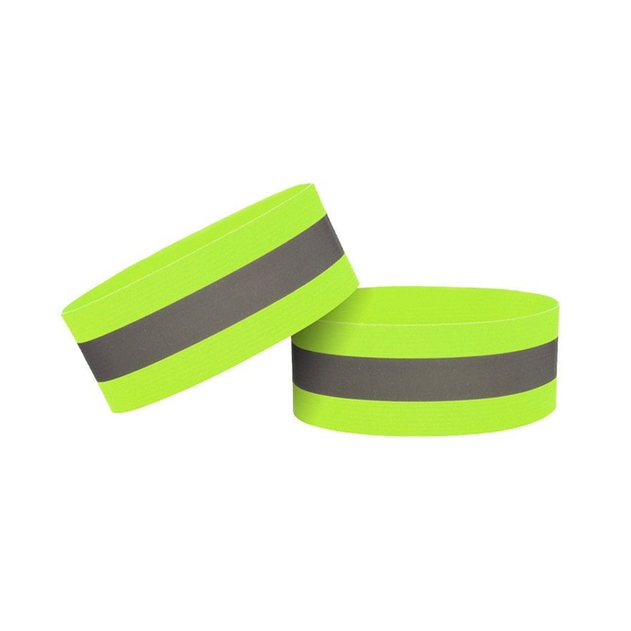 BRACELETS RÉFLÉCHISSANTS ÉLASTIQUES AVEC VELCRO HURTEL (4 CM) - JAUNE (PACK DE 2)