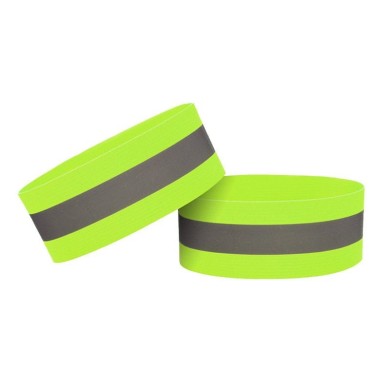 BRACELETS RÉFLÉCHISSANTS ÉLASTIQUES AVEC VELCRO HURTEL (4 CM) - JAUNE (PACK DE 2)