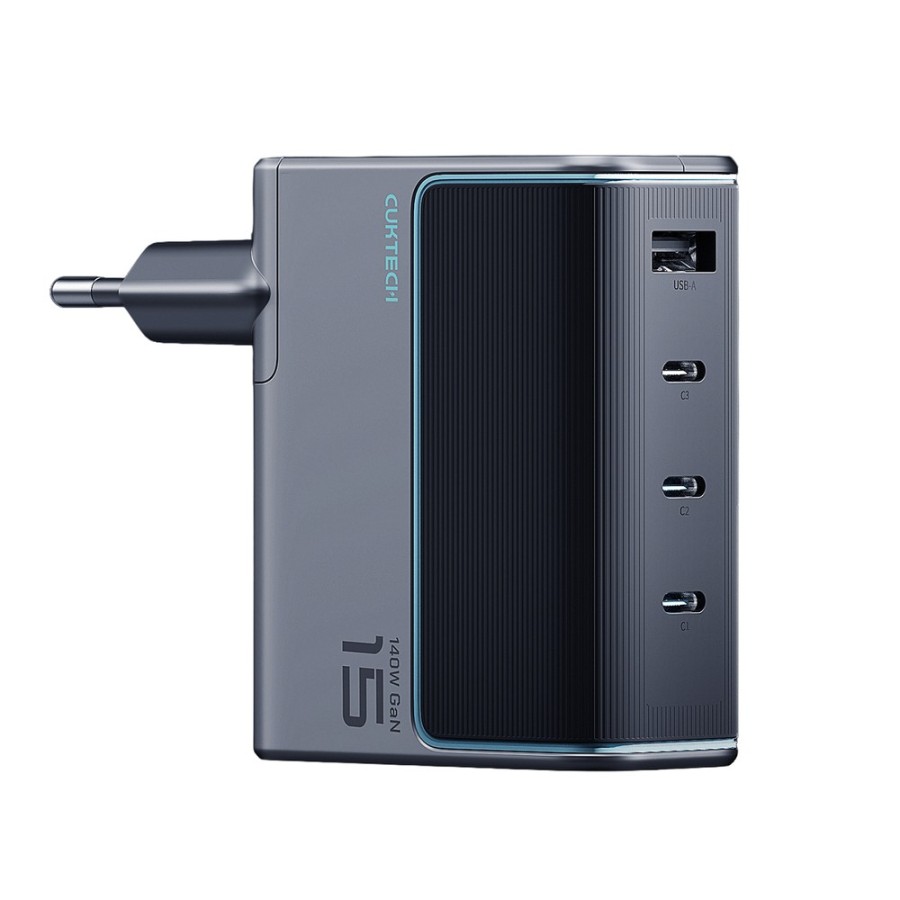 CHARGEUR MURAL GAN 140W CUKTECH AD1404UEU (3x USB-C / 1x USB-A) + CÂBLE - GRIS